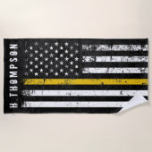 Polizeientführer| Thin Gold Line Flag Custom Strandtuch (Vorderseite)