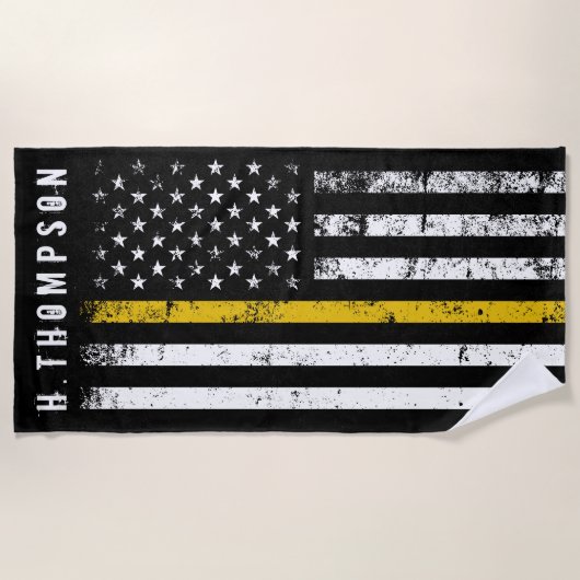 Polizeientführer| Thin Gold Line Flag Custom Strandtuch (Vorderseite)