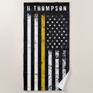 Polizeientführer Thin Gold Line Flag Custom Strandtuch