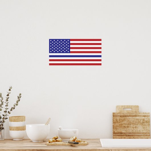 Polizeifahne blaue Linie vereinte Staaten Amerikan Poster (Küche)