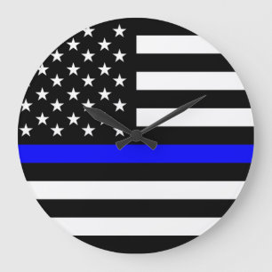 Polizeifahne blauer Linie Flagge usa vereinte Staa Große Wanduhr