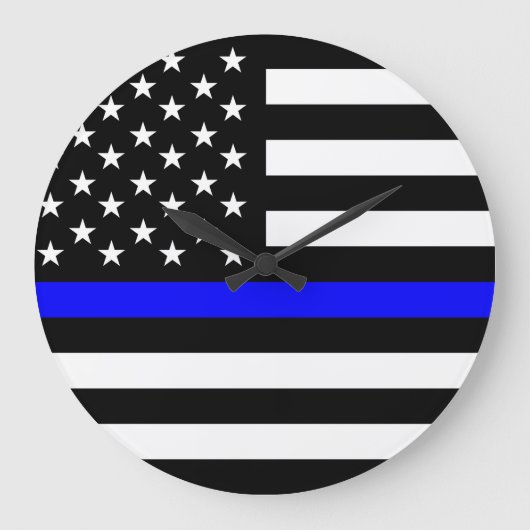 Polizeifahne blauer Linie Flagge usa vereinte Staa Große Wanduhr (Vorderseite)