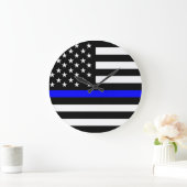 Polizeifahne blauer Linie Flagge usa vereinte Staa Große Wanduhr (Zuhause)