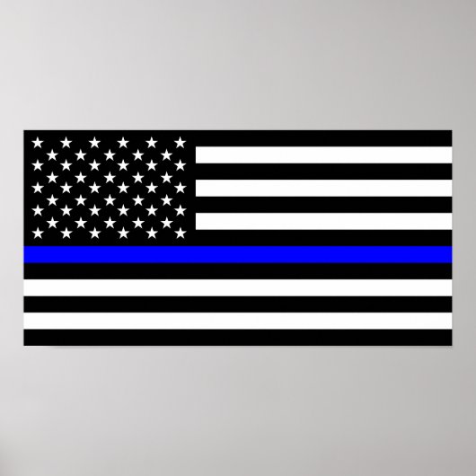 Polizeifahne blauer Linie Flagge usa vereinte Staa Poster (Vorne)