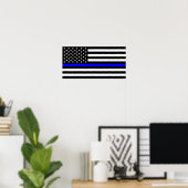 Polizeifahne blauer Linie Flagge usa vereinte Staa Poster (Heimbüro)