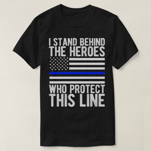 Polizeifahne für die Thin Blue Line T-Shirt (Design vorne)