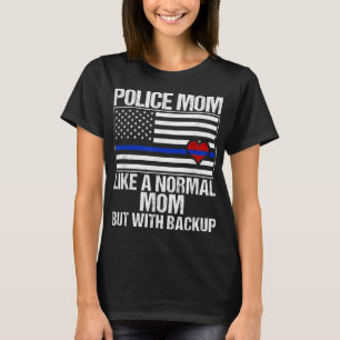 Polizeifahne Mama Blauer Linie Herzstück T-Shirt