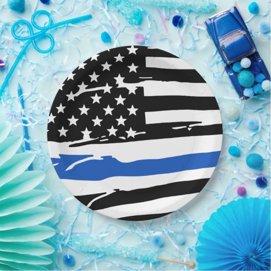 Polizeifahne zur Durchsetzung des Party - dünne bl Pappteller (Party)