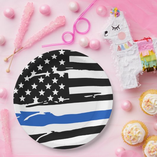 Polizeifahne zur Durchsetzung des Party - dünne bl Pappteller (Party)