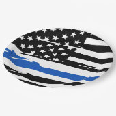 Polizeifahne zur Durchsetzung des Party - dünne bl Pappteller (Schrägansicht)