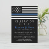 Polizeifeier | Thin Blue Line Einladung (Stehend Vorderseite)