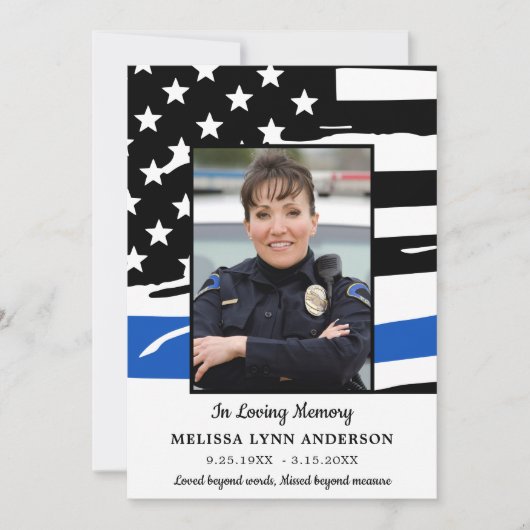 Polizeifeier zum Gedenken an das Leben in dünner b Einladung (Vorderseite)