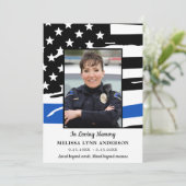 Polizeifeier zum Gedenken an das Leben in dünner b Einladung (Stehend Vorderseite)