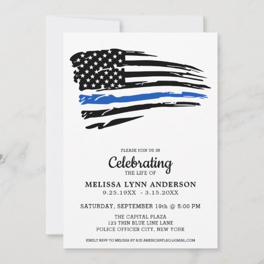 Polizeifeier zum Gedenken an das Leben in dünner b Einladung (Rückseite)