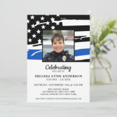 Polizeifeier zur Gedenkfeier für das Leben in blau Einladung (Stehend Vorderseite)