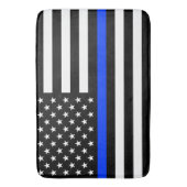 Polizeiflagge der Thin Blue Line Badematte (Vorderseite Vertikal)