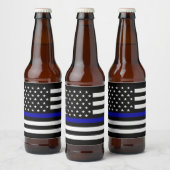 Polizeiflagge der Thin Blue Line Bierflaschenetikett (Flaschen)