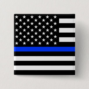 Polizeiflagge der Thin Blue Line Button