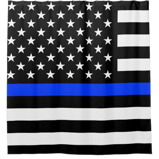 Polizeiflagge der Thin Blue Line Duschvorhang (Vorderseite)