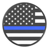 Polizeiflagge der Thin Blue Line Eishockey Puck (Vorderseite)