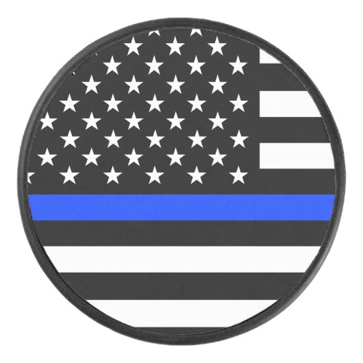 Polizeiflagge der Thin Blue Line Eishockey Puck (Vorderseite)