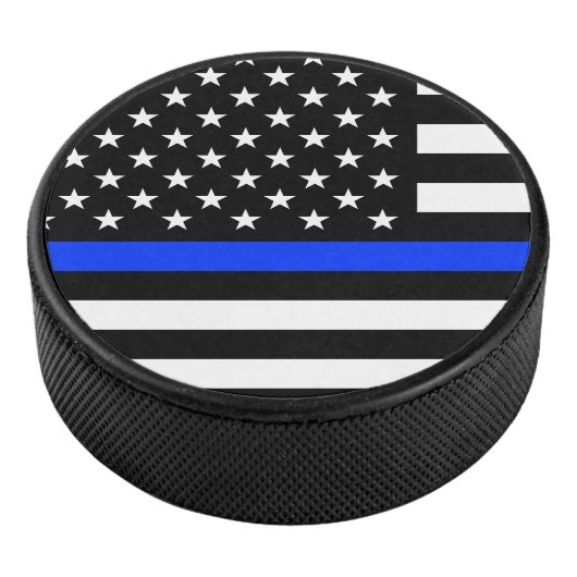 Polizeiflagge der Thin Blue Line Eishockey Puck (3/4)