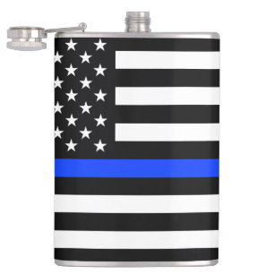 Polizeiflagge der Thin Blue Line Flachmann