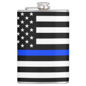 Polizeiflagge der Thin Blue Line Flachmann (Vorderseite)