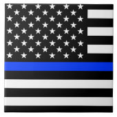 Polizeiflagge der Thin Blue Line Fliese (Vorderseite)