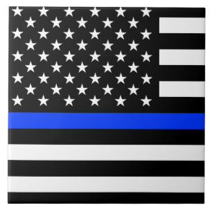 Polizeiflagge der Thin Blue Line Fliese