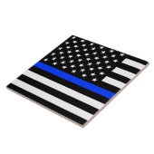 Polizeiflagge der Thin Blue Line Fliese (Seite)