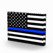 Polizeiflagge der Thin Blue Line Fotoblock (Rechts)