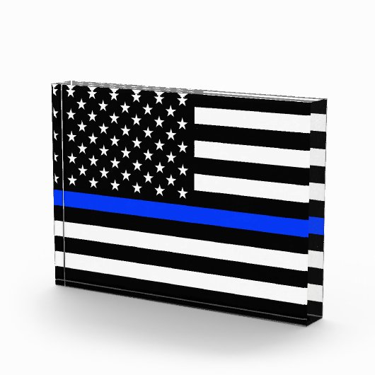 Polizeiflagge der Thin Blue Line Fotoblock (Rechts)