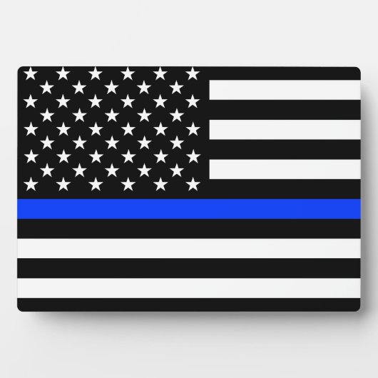 Polizeiflagge der Thin Blue Line Fotoplatte (Vorderseite)