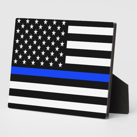 Polizeiflagge der Thin Blue Line Fotoplatte (Seite)