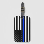 Polizeiflagge der Thin Blue Line Gepäckanhänger (Vorderseite Vertikal)