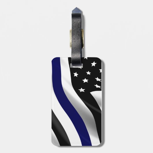 Polizeiflagge der Thin Blue Line Gepäckanhänger (Rückseite vertikal)