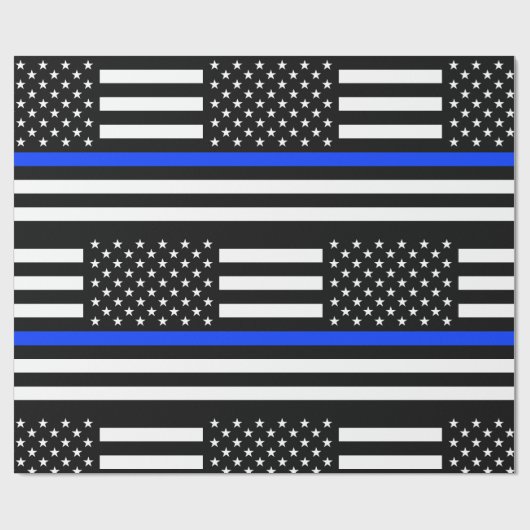 Polizeiflagge der Thin Blue Line Geschenkpapier (Flach)