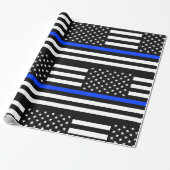 Polizeiflagge der Thin Blue Line Geschenkpapier (Ungerollt)