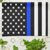 Polizeiflagge der Thin Blue Line Geschirrtuch (Gefaltet)