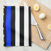 Polizeiflagge der Thin Blue Line Geschirrtuch (Viertel Falte)