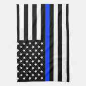 Polizeiflagge der Thin Blue Line Geschirrtuch (Vertikal)