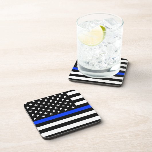 Polizeiflagge der Thin Blue Line Getränkeuntersetzer (Rechte Seite)