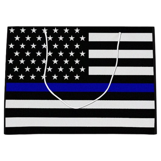 Polizeiflagge der Thin Blue Line Große Geschenktüte (Vorderseite)