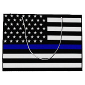Polizeiflagge der Thin Blue Line Große Geschenktüte (Rückseite)