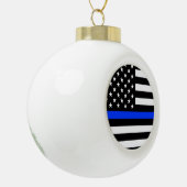 Polizeiflagge der Thin Blue Line Keramik Kugel-Ornament (Links)