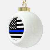 Polizeiflagge der Thin Blue Line Keramik Kugel-Ornament (Rechts)