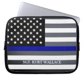 Polizeiflagge der Thin Blue Line Laptopschutzhülle (Vorderseite)