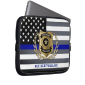 Polizeiflagge der Thin Blue Line Laptopschutzhülle (Vorne Rechts)