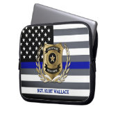 Polizeiflagge der Thin Blue Line Laptopschutzhülle (Vorderseite Links)